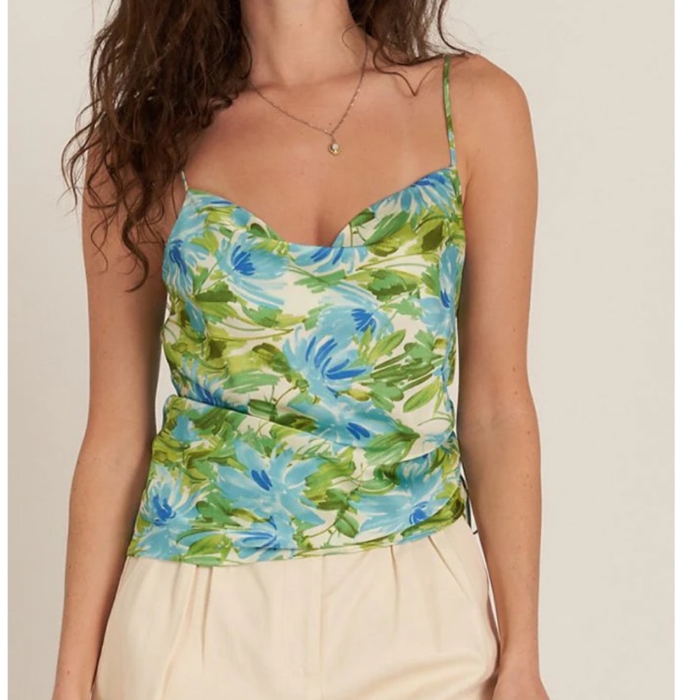 fab'rik Floral Camisole - Blue and Green